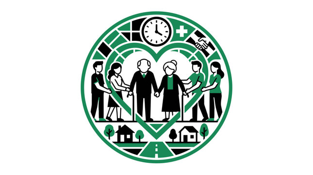 Elderly Care And Support Circle Emblem