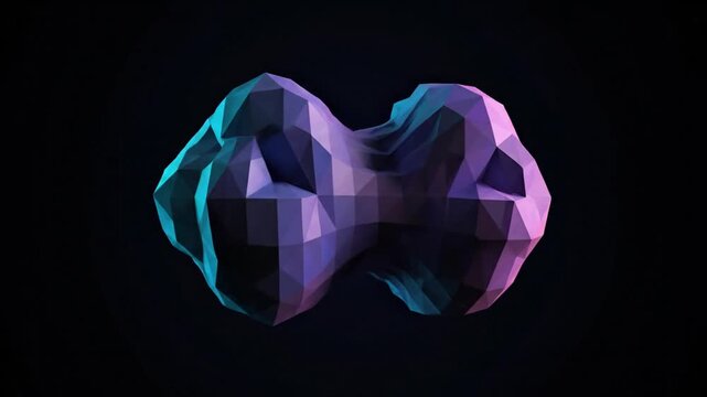 Abstract 3D Geometric Morphing Shape Animation with Neon Lighting.