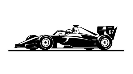 Racing car speeds across the track with dynamic motion and sleek design elements © rian