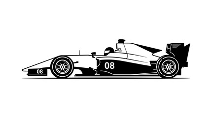 Racing car number 08 speeds along the track in a dramatic illustration © rian
