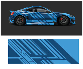 Fototapeta premium Modern Blue and Black Race Car Wrap Design