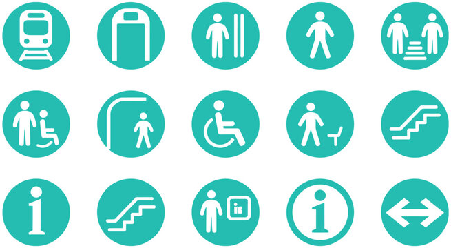 Train Station Transit Icons Set &ndash; Railway, Metro, KRL Wayfinding and Navigation Vector.