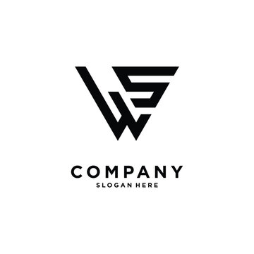 Ws monogram triangle logo design concept with monogram triangle alphabet