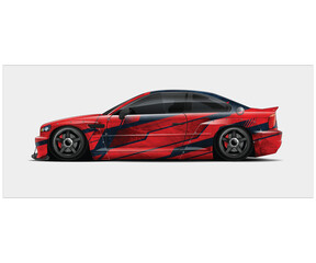 Naklejka premium Dynamic Red Racing Car Wrap Design