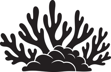 Coral reef silhouette illustration, editable vector design element, underwater plant shape. © Sheplob