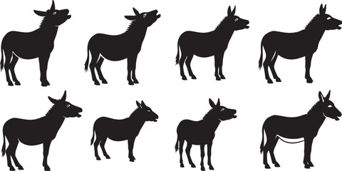 Donkey silhouette set high quality vector illustration editable vector silhouette illustration. © Sheplob