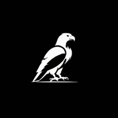Fototapeta premium Elegant white eagle silhouette on a contrasting black background, embodying grace, power, and freedom, ideal for creating a strong visual identity for various projects