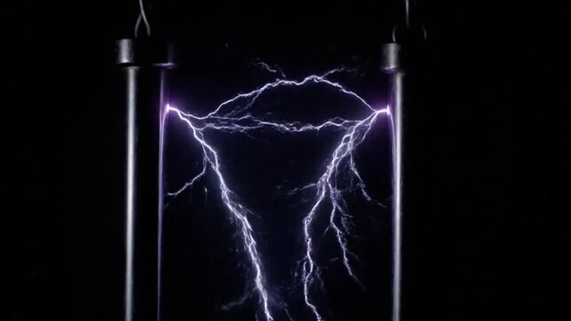 Electricity sparks fly through air gap.