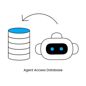 AI Agent Access Database Line Icon Animation Data Retrieval Concept