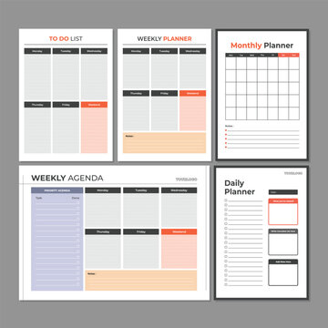 Printable weekly and daily planner pages set
