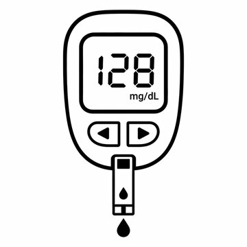 Black and white blood glucose meter icon