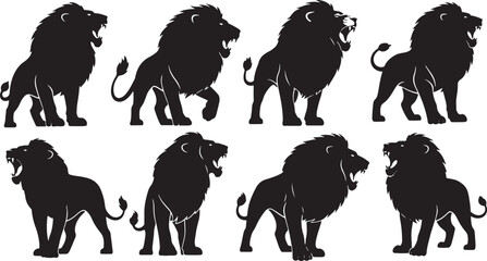 Lion editable vector silhouette illustration pride king predator roar high quality vector silhouette. © Sheplob