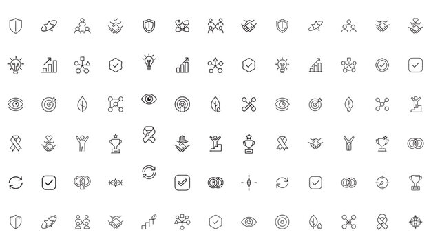 Core Values icon set. Editable line icons. Vector illustration.