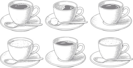 Obraz premium Coffee Cups Vector Illustration Set