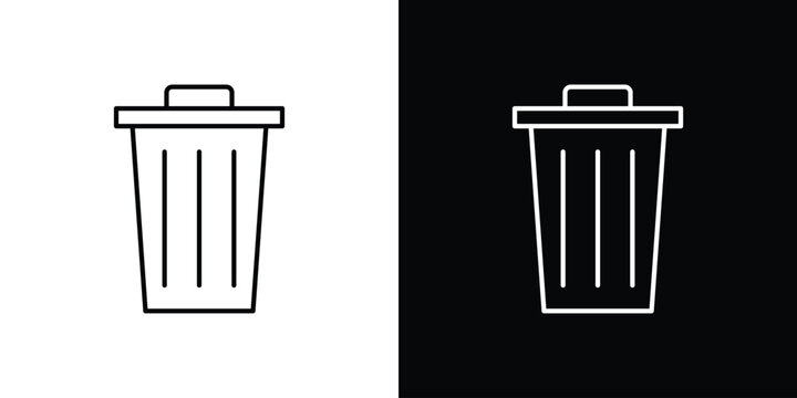 Trash Bin icon line vector collection