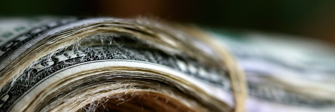 Money Rolls With Focus on Texture and Details in a Close Up View