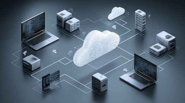 Online cloud storage and connected smart devices with secure data centre server connection for digital computing and file synchronization across computer tablet phone and home technology