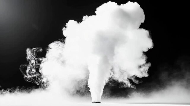Dense smoke explosion against dark background