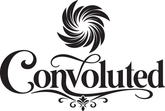 Convoluted Typography with Abstract Spiral Symbol &ndash; Decorative Vector Lettering on White Background