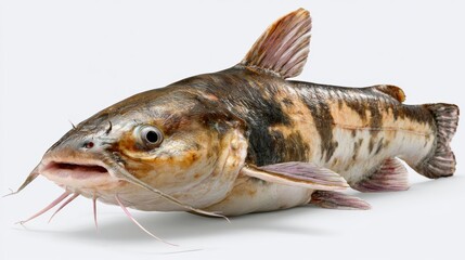 Fototapeta premium catfish, profile view, highly detailed premium wildlife photography, isolated on white