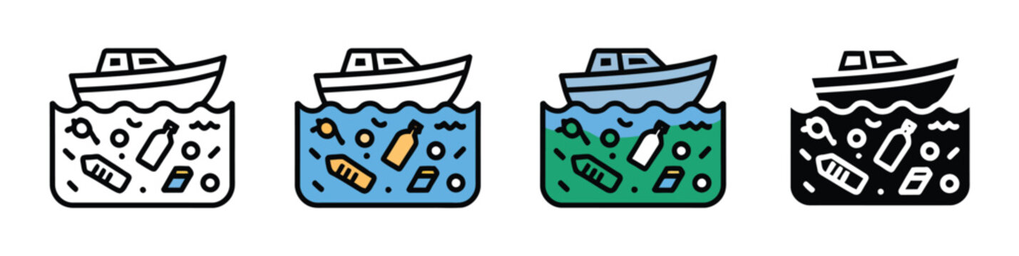 Laundry basket icon set in outline, flat, and colored styles featuring clothes hamper symbols, vector illustration for washing, housekeeping, laundry service, fabric care, home organization, and clean