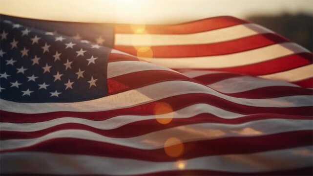 American flag golden hour background for patriotic videos, Veterans Day tributes, Fourth of July promos, national events, and cinematic edits