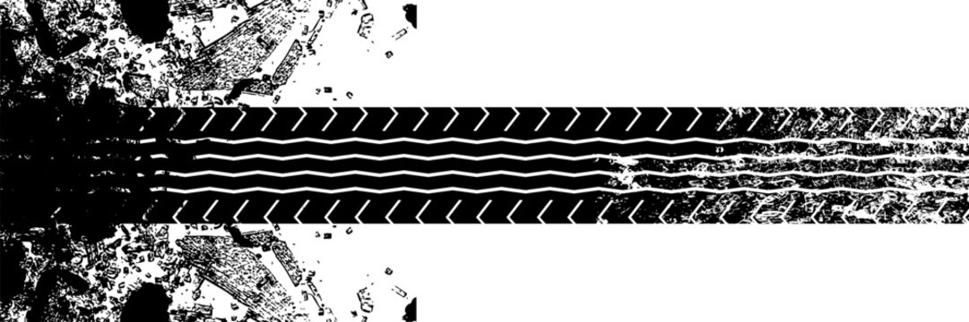 Vector Print Textured Tire Track . Design Element . Car tread silhouette . Mud splash grunge texture illustration modern