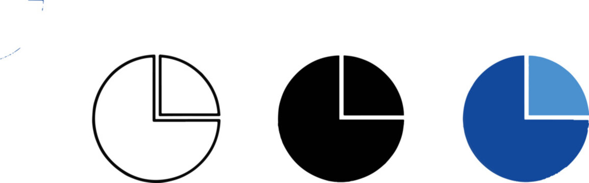 Set of circular pie chart icons for data visualization and statistical analysis with statistics analysis business infographic marketing interface