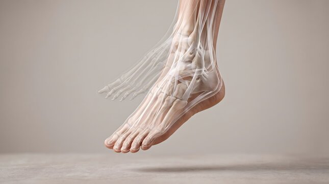 Transparent Foot Skeleton Motion Anatomy with Walking Movement Illustration