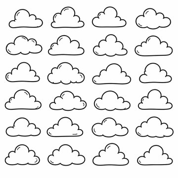 Set of simple outline cloud icons for design