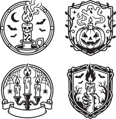 Fototapeta premium Halloween Vintage Badge SVG Bundle, Retro Halloween Emblems, Pumpkin Witch Skull Ghost Vector Clipart