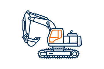 Excavator Flat Outline Vector Illustration © nae