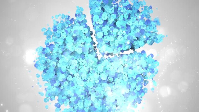 3D Pie Chart Symbol Formed by Small Floating Data Particles Background Motion Graphic