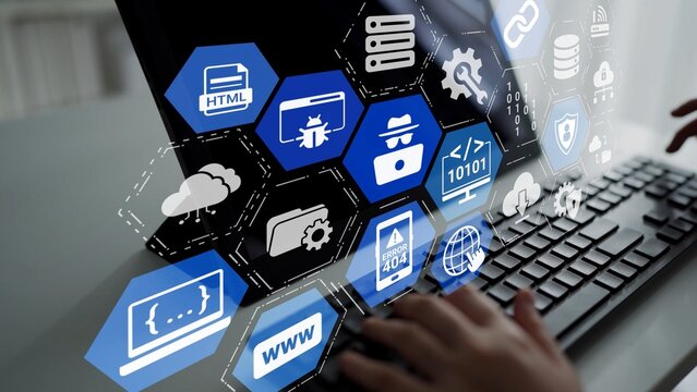Software development with coding overlays, programming languages, developer tools, mobile app creation, and advanced programming for digital product development and software solutions. Funnel