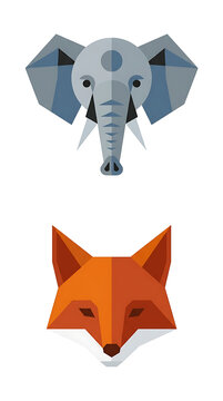 Cute cartoon fox character with large ears standing.