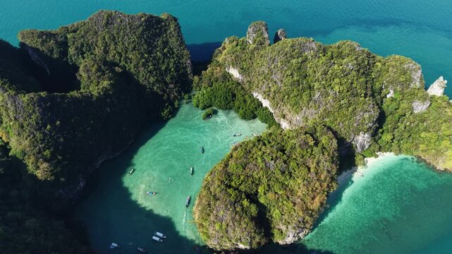 Thailand, a paradise beach in Krabi, shot with a DJI Mini 5 Pro drone in 2026. 4K quality. Color grading by DaVinci Resolve