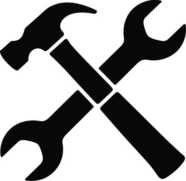 交差したハンマーとレンチのベクターイラスト