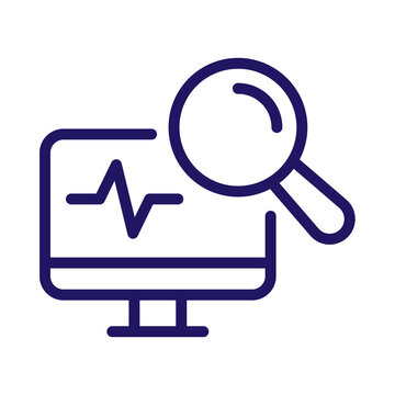 Monitoring icon with magnifying glass on isolated on transparent background