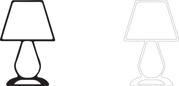 Table Lamp Line Art Element: Vector Illustration For Cozy Interior Logo Design