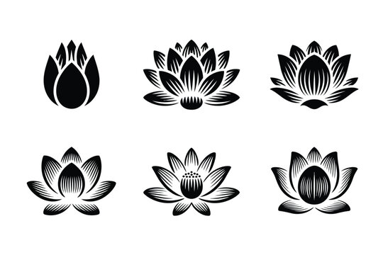 蓮の花のベクターイラストセット