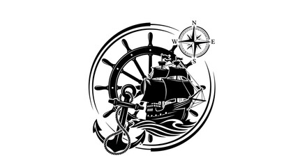 Nautical ship wheel with anchor © Kamola