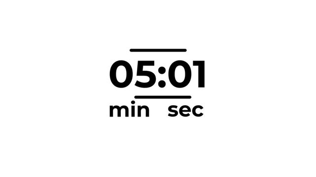 Digital Timer 53 minutes Countdown Clock Interface with Animated Numbers and Minimalist Design for Project Management