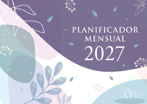 Calendario imprimible 2027 - Portada - Plantilla mensual con flores - EPS vectorial