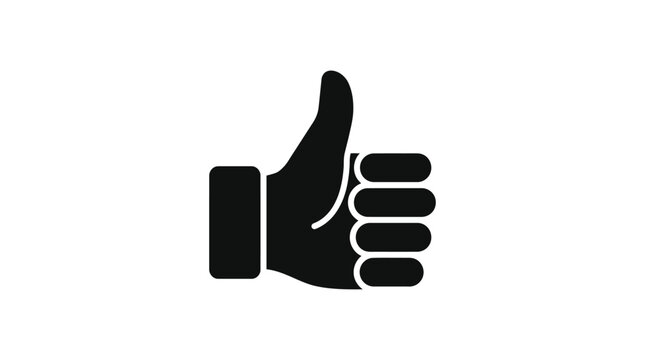 Thumbs up Hand Gesture Silhouette Against White Background