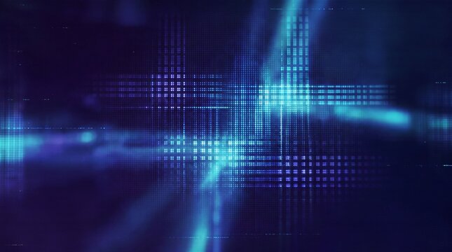 Abstract digital background featuring glowing blue grid patterns and light streaks representing modern technology connectivity and cyber data flow for futuristic graphic design projects