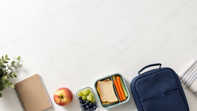 Backpack and lunch box with school supplies