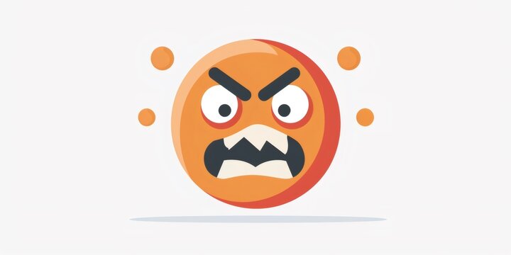 Angry orange emoji monster cartoon character