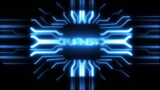Abstract neon motherboard icon . 4k Circuit Board with neon line moving electrons, Circuit Board with neon line moving electrons Data Flow Loop Background Animation.