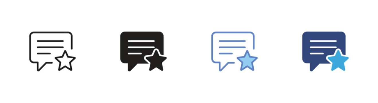 Positive Review Icon, Star Rating Speech Bubble, Customer Feedback Symbol, Testimonial Vector Icon