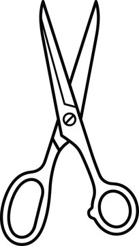 Scissors Outline Vector Illustration with Clean Black Line Art Cutting Tool Design
